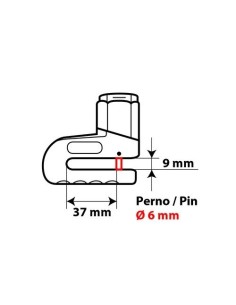 Ganascia antifurto bloccadisco moto scooter perno diametro 6mm 2