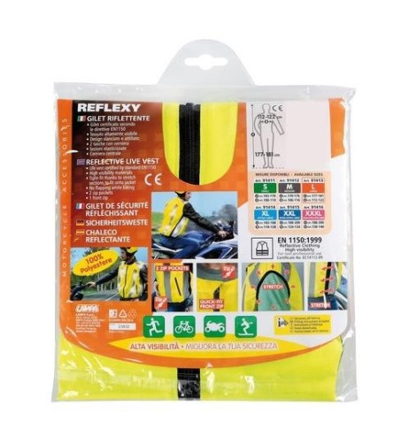 Gilet riflettente moto bici certificato giallo taglia S