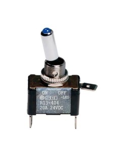 Interruttore a leva 2 contatti auto LED BLU 12V 20A