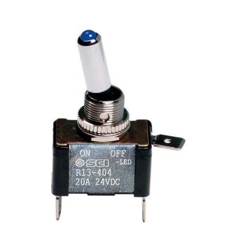 Interruttore a leva 2 contatti auto LED BLU 12V 20A