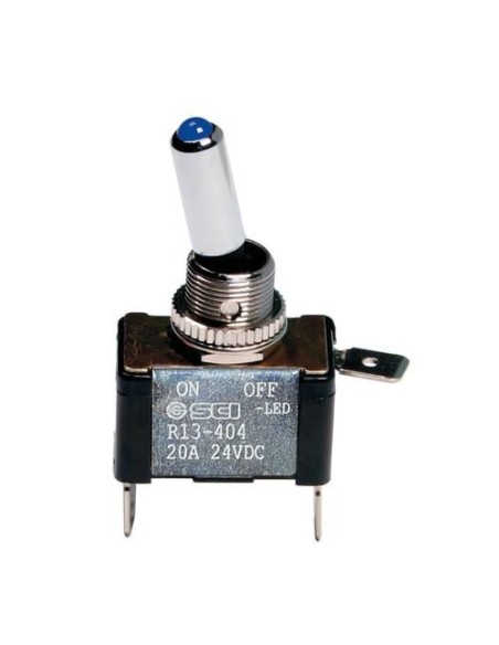 Interruttore a leva 2 contatti auto LED BLU 12V 20A