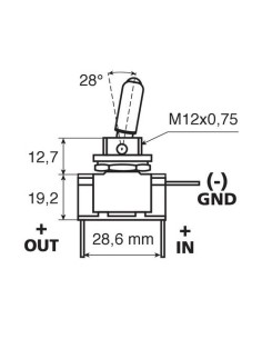 Interruttore a leva 2 contatti auto LED ROSSO 12V 20A 2