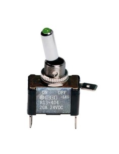 Interruttore a leva 2 contatti auto LED VERDE 12V 20A