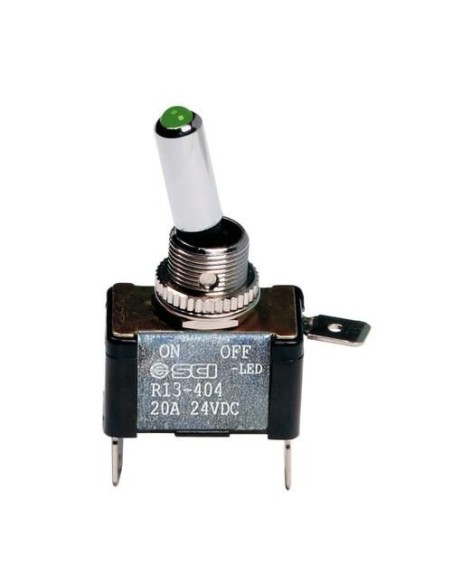 Interruttore a leva 2 contatti auto LED VERDE 12V 20A