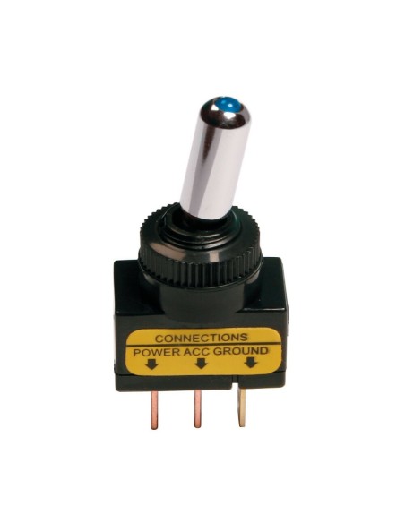 Interruttore a leva auto a 3 contatti spia a led BLU 12V 20A
