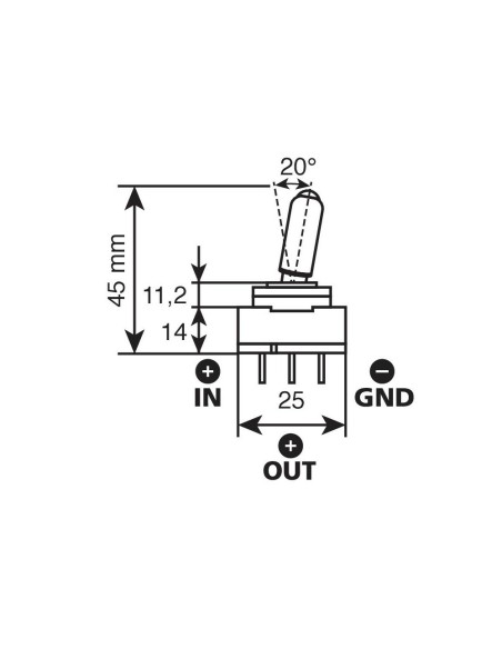 Interruttore a leva auto a 3 contatti spia a led BLU 12V 20A