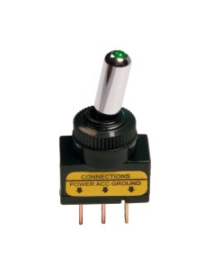 Interruttore a leva auto a 3 contatti spia a led VERDE 12V 20A