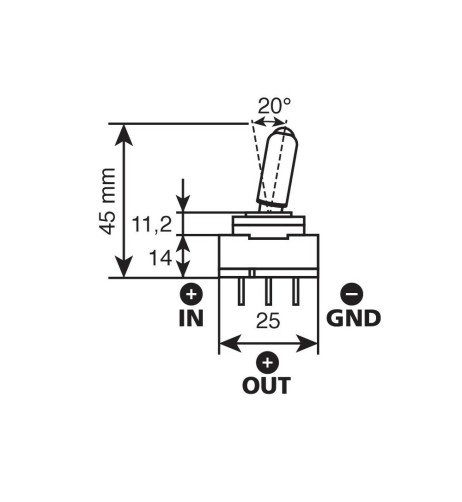 Interruttore a leva auto a 3 contatti spia a led VERDE 12V 20A