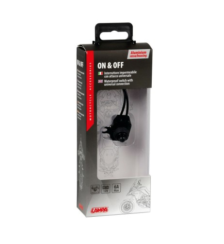 Interruttore impermeabile 12V on off alluminio foro 6mm Nero