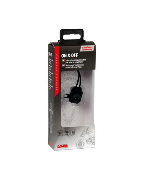 Interruttore impermeabile 12V on off alluminio foro 6mm Nero