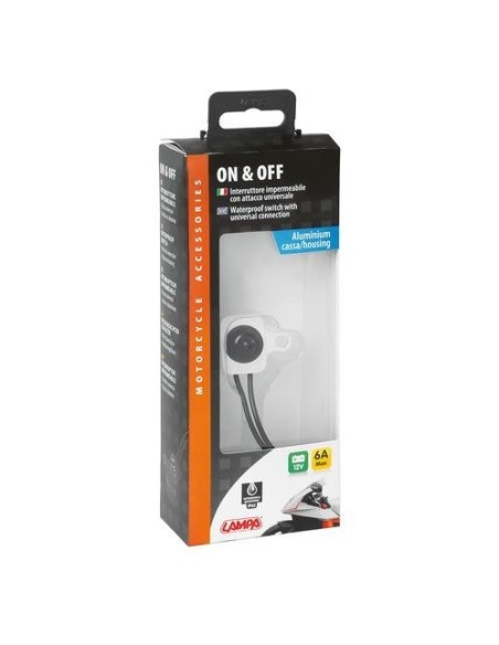 Interruttore impermeabile 12V on off alluminio foro 6mm Silver