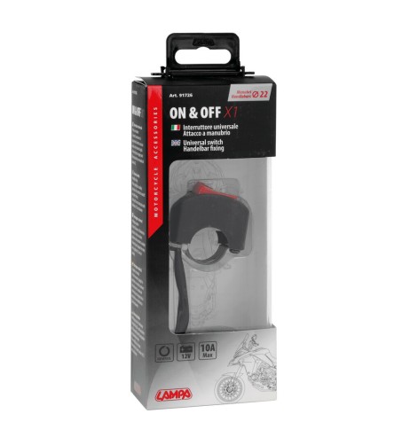 Interruttore ON OFF X1 universale 12V 10A attacco a manubrio moto