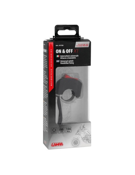 Interruttore ON OFF X1 universale 12V 10A attacco a manubrio moto