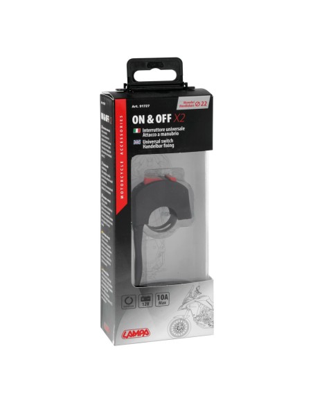 Interruttore ON OFF X2 universale 12V 10A attacco a manubrio moto