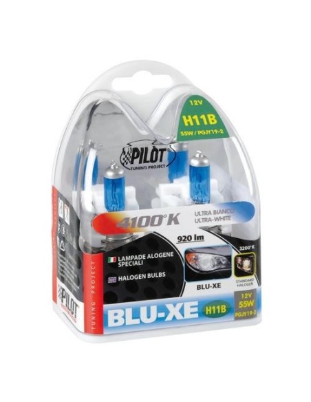 Kit 2 lampadine alogene 12V H11B 55W 4100K Blu Xe