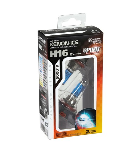 Kit 2 lampadine alogene 12V H16 19W 5000K Xenon Ice