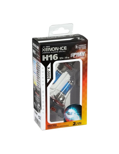 Kit 2 lampadine alogene 12V H16 19W 5000K Xenon Ice