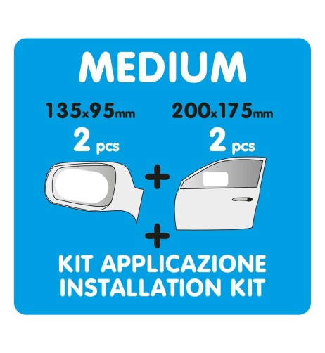 Kit 4 pellicole specchietti e finestrini anti appannamento 135x95 200x175