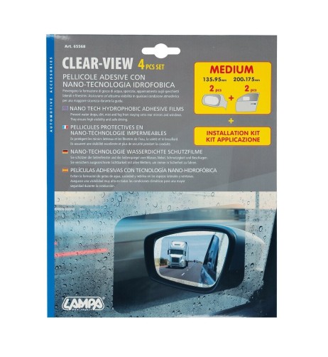 Kit 4 pellicole specchietti e finestrini anti appannamento 135x95 200x175