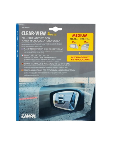 Kit 4 pellicole specchietti e finestrini anti appannamento 135x95 200x175