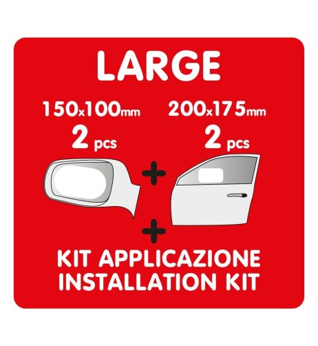 Kit 4 pellicole specchietti e finestrini anti appannamento 150x100 200x17