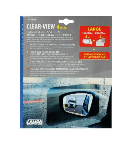 Kit 4 pellicole specchietti e finestrini anti appannamento 150x100 200x17