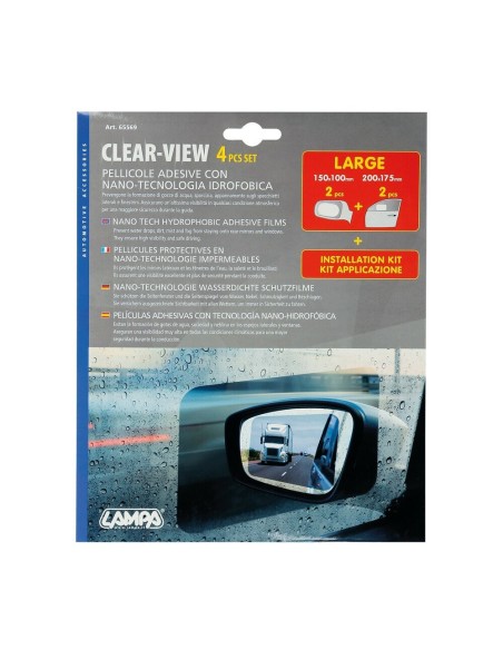 Kit 4 pellicole specchietti e finestrini anti appannamento 150x100 200x17