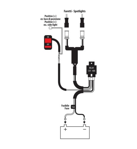 Kit cablaggio pre assemblato interruttore per faretti per moto 12V