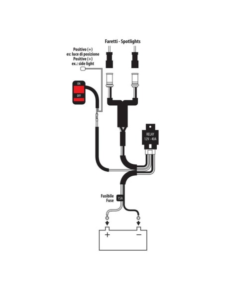 Kit cablaggio pre assemblato interruttore per faretti per moto 12V