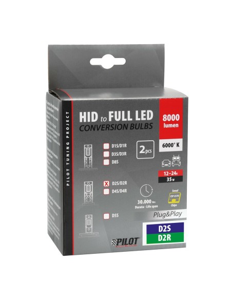 Kit di conversione a LED fari Xenon 2pz lampada D2S D2R 35W 6000K