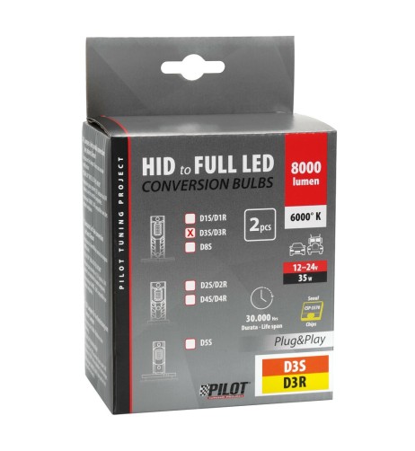 Kit di conversione a LED fari Xenon 2pz lampada D3S D3R 35W 6000K