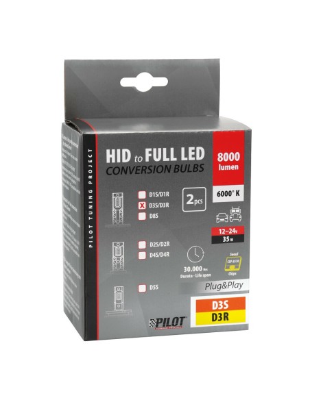 Kit di conversione a LED fari Xenon 2pz lampada D3S D3R 35W 6000K