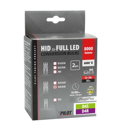 Kit di conversione a LED fari Xenon 2pz lampada D4S D4R 35W 6000K