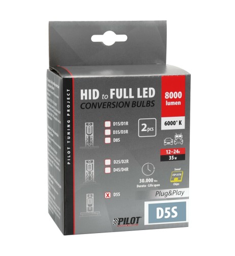 Kit di conversione a LED fari Xenon 2pz lampada D5S 35W 6000K