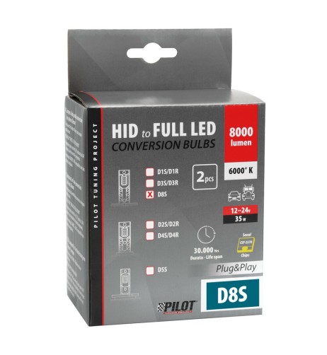 Kit di conversione a LED fari Xenon 2pz lampada D8S 35W 6000K