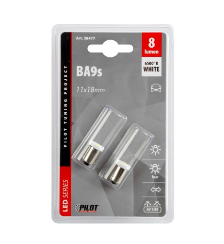 Kit lampadine hyper led BA9s 12V 2 LED bianche per cruscotto