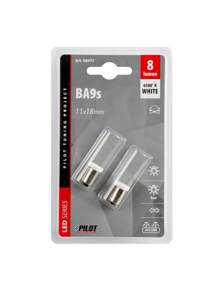 Kit lampadine hyper led BA9s 12V 2 LED bianche per cruscotto