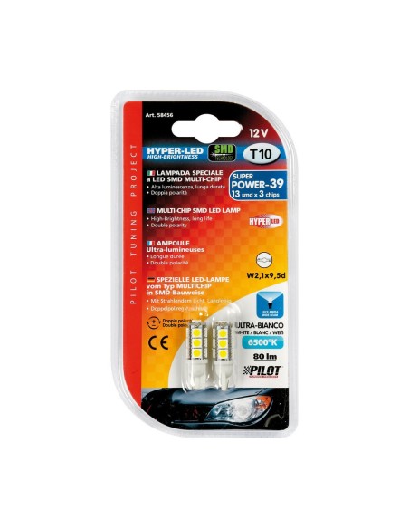 Kit lampadine hyper led T10 W2 1x9 5d 12V 13 LED