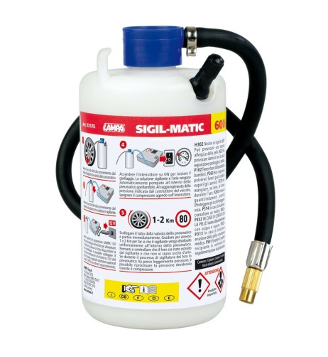Kit liquido sigillante compressori per pneumatici 600 ml