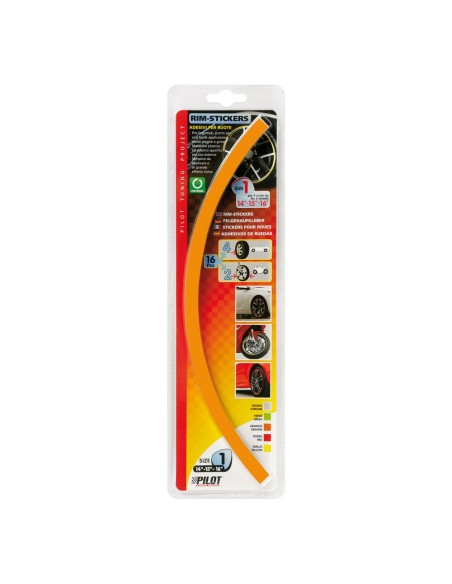 Kit Profili adesivi ruote auto moto per cerchi 14 15 16 Arancio