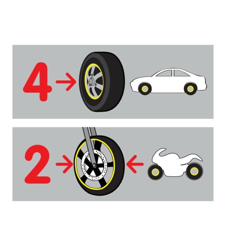 Kit Profili adesivi ruote auto moto per cerchi 14 15 16 Giallo