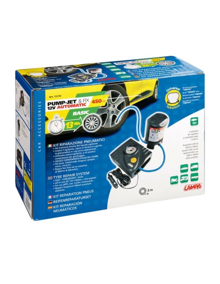 Kit riparazione forature pneumatici Auto Compressore 12V Basic