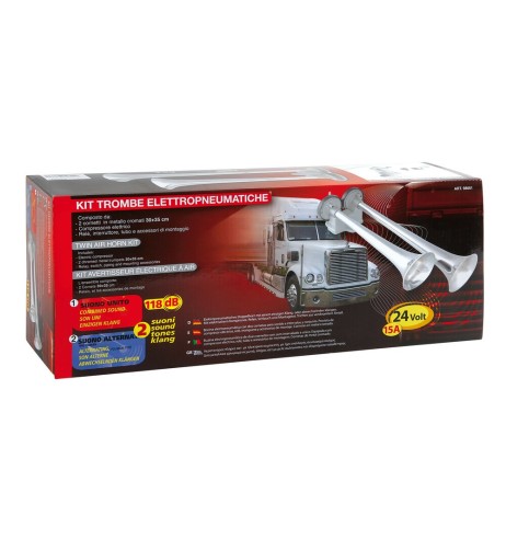 Kit Trombe elettropneumatiche 24V 30 35cm camion furgone