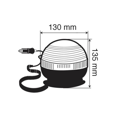 Lampada rotante alogena 12 24V lampeggiante RH 4 base magnetica e ventosa