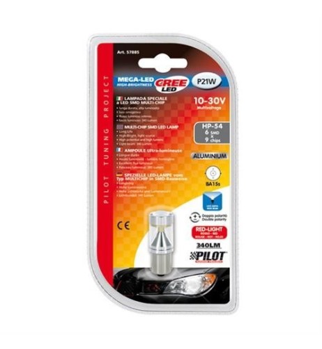 Lampadina auto BA15s P21W 6 mega Led CREE 10 30V Rosso