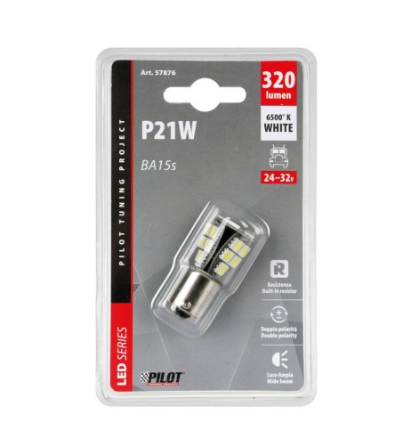 Lampadina Led 24 32V BA15s P21W 18 LED 320lm bianco