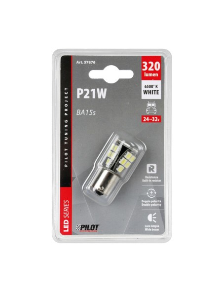 Lampadina Led 24 32V BA15s P21W 18 LED 320lm bianco