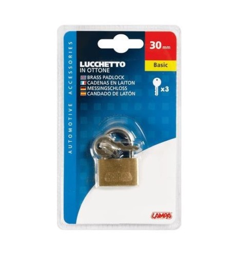 Lucchetto Basic in ottone 3 chiavi 30x42mm