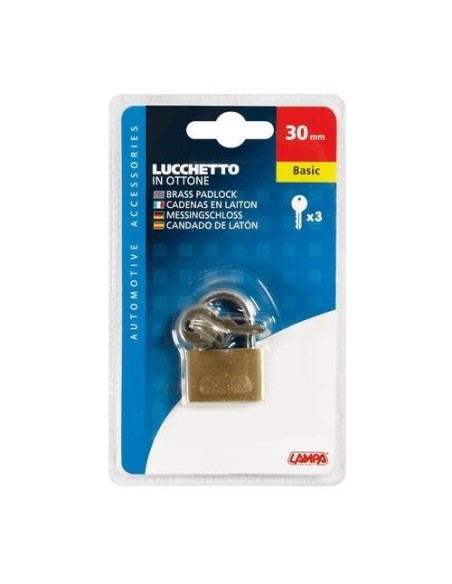 Lucchetto Basic in ottone 3 chiavi 30x42mm