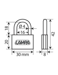 Lucchetto Basic in ottone 3 chiavi 30x42mm 2